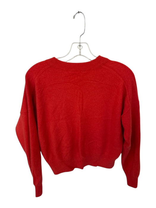 Madewell Size M Orange Cashmere Long Sleeve V Neck Cropped Sweater Orange / M