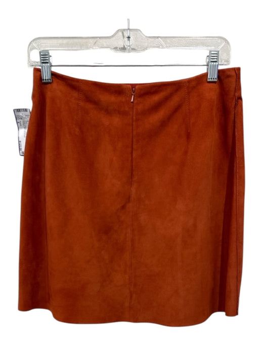 Theory Size 4 Deep Orange Lamb Suede Back Zip Straight Mini Skirt Deep Orange / 4