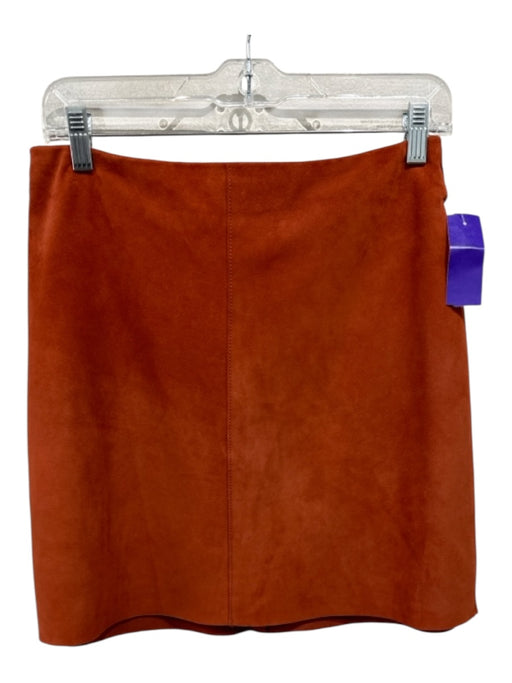 Theory Size 4 Deep Orange Lamb Suede Back Zip Straight Mini Skirt Deep Orange / 4