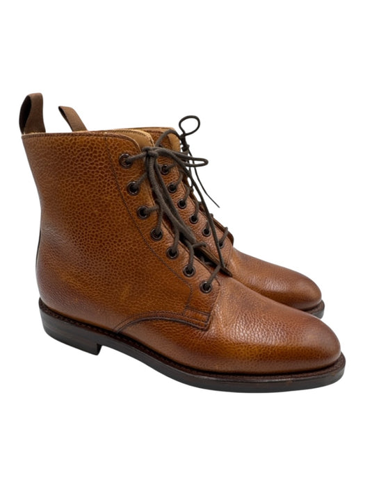 Holland & Holland Shoe Size 7 Brown Pebble Leather Lace Up Almond Toe Boots Brown / 7