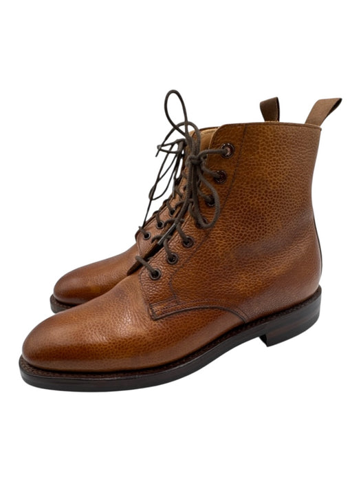 Holland & Holland Shoe Size 7 Brown Pebble Leather Lace Up Almond Toe Boots Brown / 7
