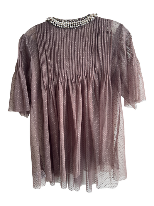 Hemant & Nandita Size M Brown Nylon Blend Sheer Gem Detail Pearl detail Top Brown / M
