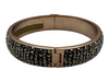 Henri Bendel Rose Gold Rhinestone Metal Bangle Press Lock Bracelet Rose Gold