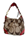 Coach Beige Canvas Leather trim Zip Close Shoulder Gold Hardware Bag Beige / Medium
