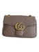 Gucci Rose Leather Brass Hardware Chevron Quilt Double G Marmont Purse Rose