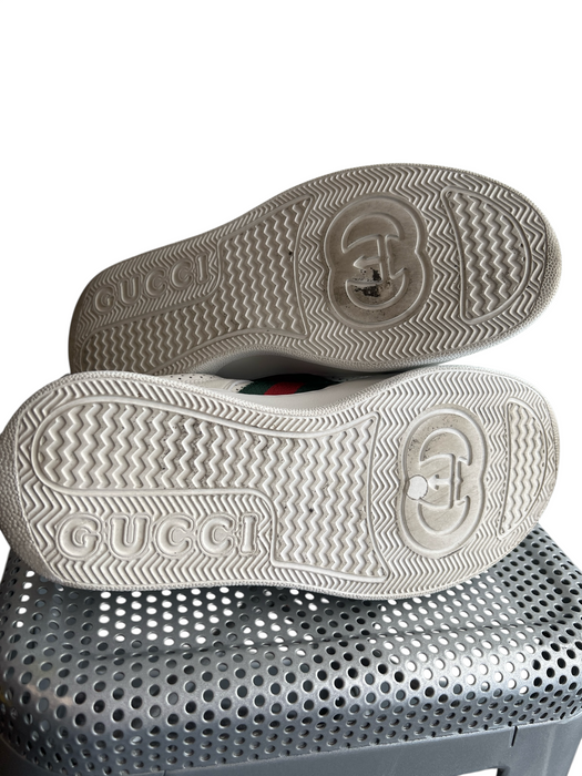 Gucci Shoe Size 38.5 White Leather Rubber Sole Perforated Lace Up Sneaker Shoes White / 38.5