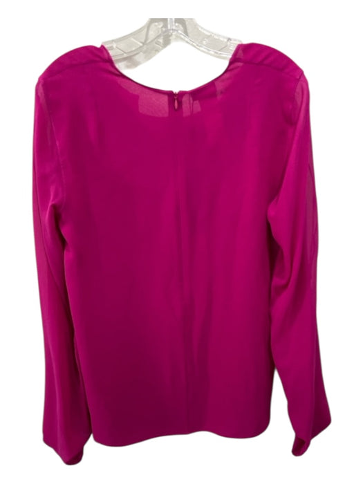 Akris Size 6 Magenta Pink Silk Long Sleeve Back Zip Semi Sheer Top Magenta Pink / 6
