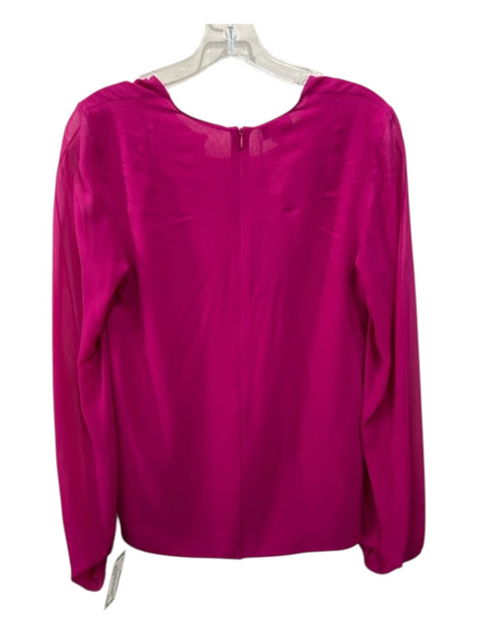 Akris Size 4 Magenta Pink Silk Long Sleeve Back Zip Semi Sheer Top Magenta Pink / 4