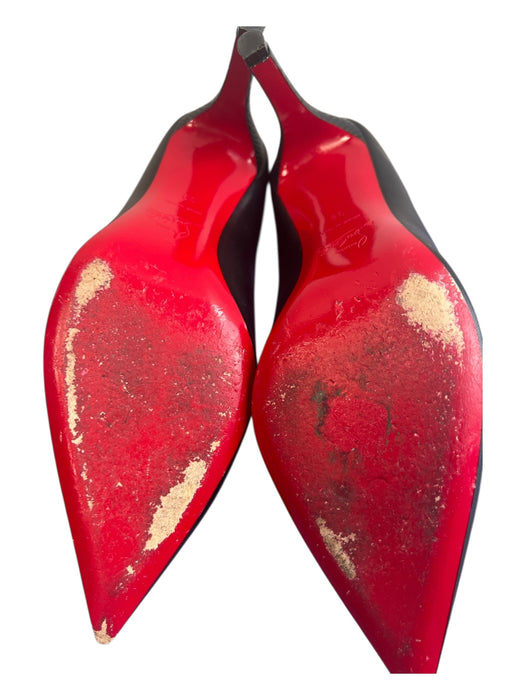 Louboutin Shoe Size 39 Black Leather Pointed Toe Stiletto Pump Back Detail Shoes Black / 39