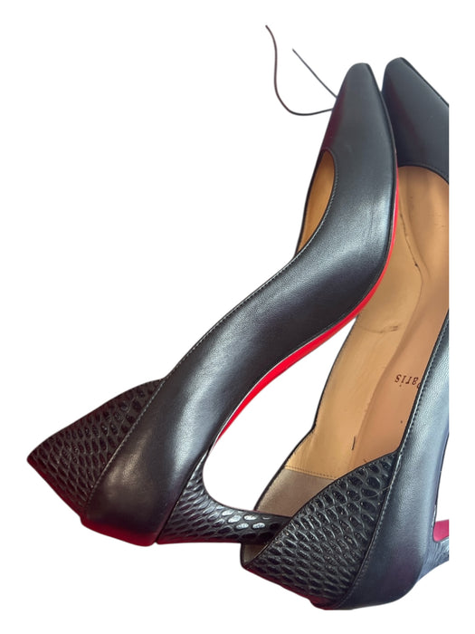 Louboutin Shoe Size 39 Black Leather Pointed Toe Stiletto Pump Back Detail Shoes Black / 39
