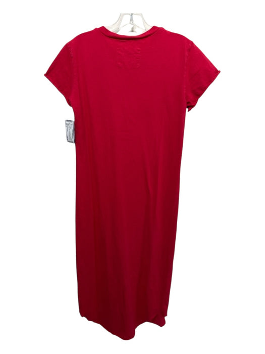 Frank & Eileen Size S Red Cotton Short Sleeve Crew Neck Raw Hem Dress Red / S