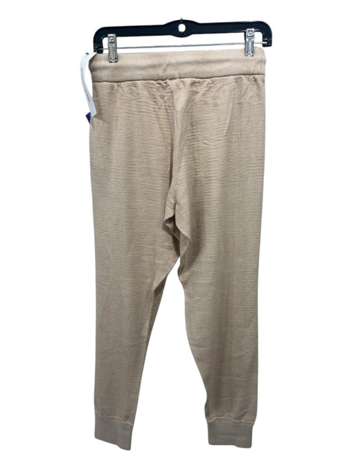 Varley Size Medium Tan & White Cotton Thermal Drawstring High Rise Jogger Pants Tan & White / Medium