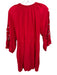 Vix Paula Hermanny Size L Red Viscose Long Sleeve Eyelet Deep V Dress Red / L
