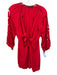 Vix Paula Hermanny Size L Red Viscose Long Sleeve Eyelet Deep V Dress Red / L
