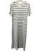 Citizens of Humanity Size L Cream & Gray Cotton Striped Short Sleeve Dress Cream & Gray / L