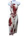 Johanna Ortiz Size M Ivory & Red Cotton Abstract Floral One Shoulder Dress Ivory & Red / M