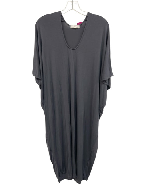 Barefoot Dreams Size One Size Gray Modal Blend Batwing Sleeves V Neck Midi Dress Gray / One Size
