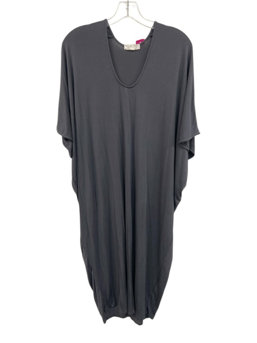 Barefoot Dreams Size One Size Gray Modal Blend Batwing Sleeves V Neck Midi Dress Gray / One Size