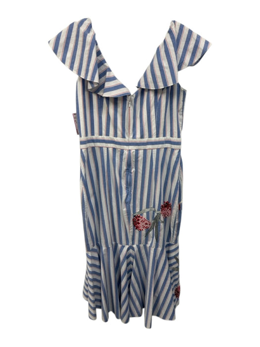 Temperley Size 10 Blue & White Multi Cotton Blend embroidered floral Dress Blue & White Multi / 10