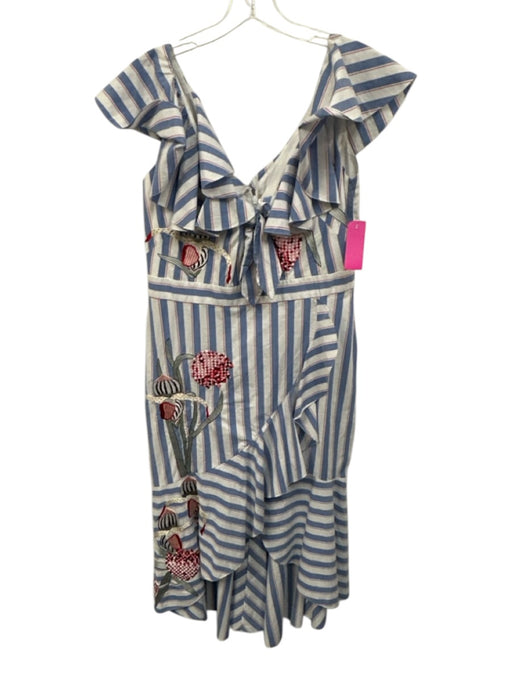 Temperley Size 10 Blue & White Multi Cotton Blend embroidered floral Dress Blue & White Multi / 10
