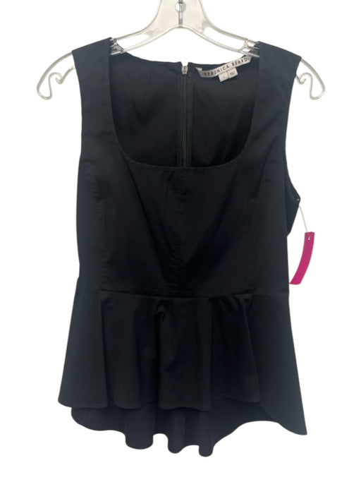 Veronica Beard Size 4 Black Cotton Blend Square Neck Sleeveless Tiered Top Black / 4