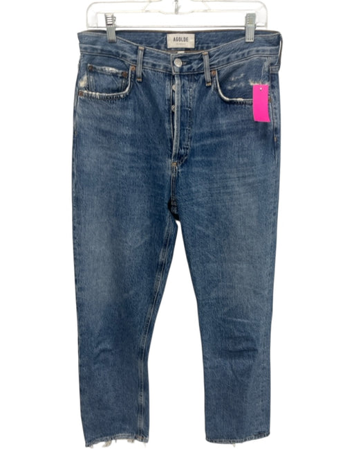 Agolde Size 28 Light Wash Denim Button Close Front & Back Pockets Wide Leg Jeans Light Wash / 28