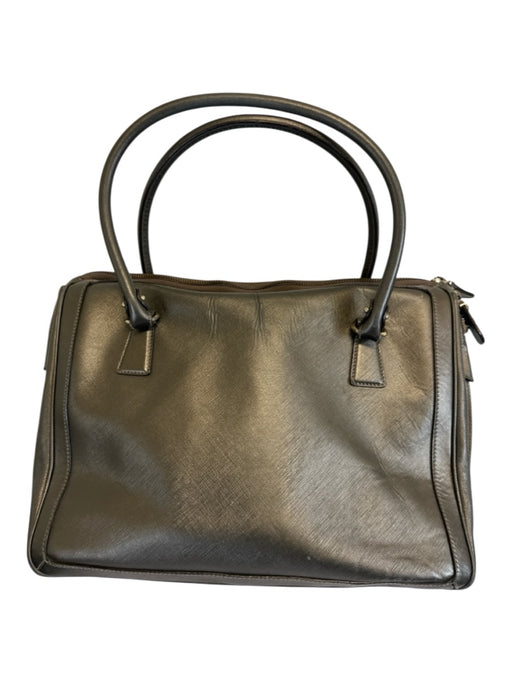 Salvatore Ferragamo Pewter Leather Zip Close Rolled Handle Padlock Shoulder Bag Pewter / M
