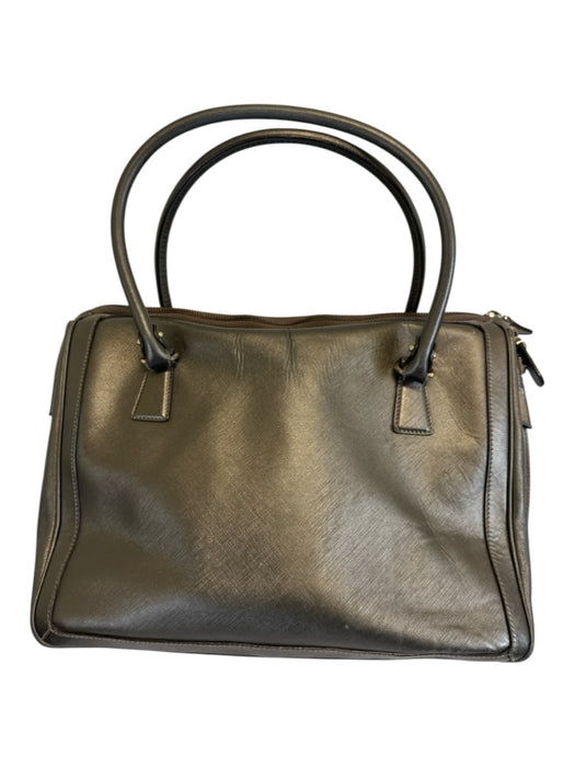 Salvatore Ferragamo Pewter Leather Zip Close Rolled Handle Padlock Shoulder Bag Pewter / M