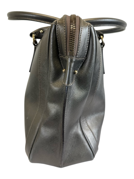 Salvatore Ferragamo Pewter Leather Zip Close Rolled Handle Padlock Shoulder Bag Pewter / M