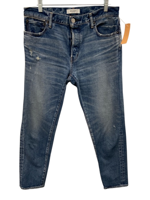 Moussy Size 28 Medium Wash Cotton Blend Distressed Button Fly Mid Rise Jeans Medium Wash / 28