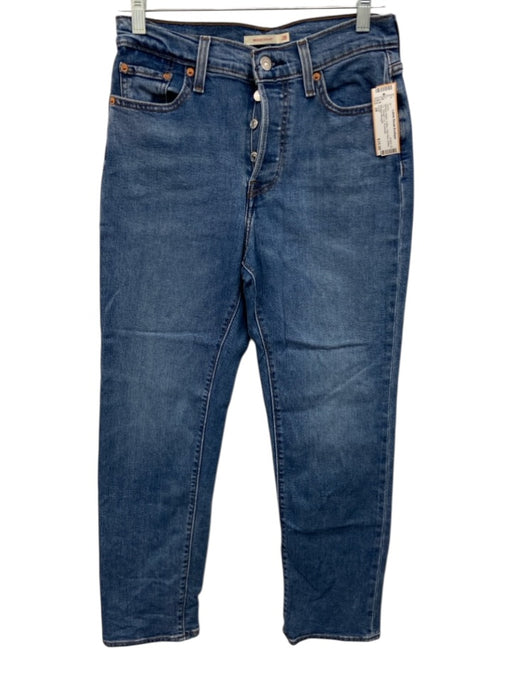 Levis Size 28 Medium Wash Cotton High Rise Button Fly Straight Leg Jeans Medium Wash / 28