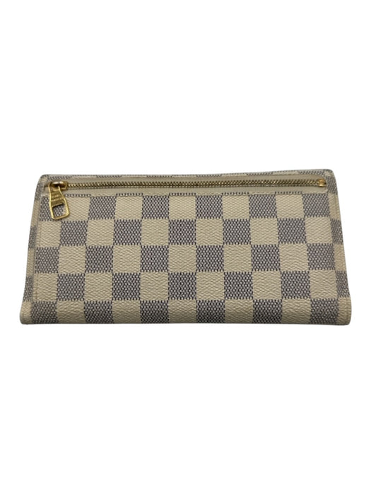 Louis Vuitton Cream & Navy Blue Coated Canvas Leather Detail Damier Azur Wallets Cream & Navy Blue