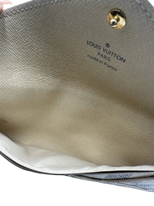 Louis Vuitton Cream & Navy Blue Coated Canvas Leather Detail Damier Azur Wallets Cream & Navy Blue