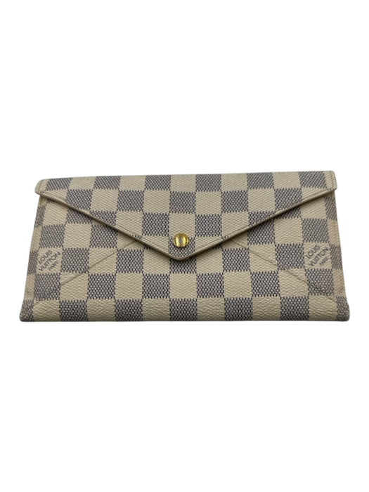 Louis Vuitton Cream & Navy Blue Coated Canvas Leather Detail Damier Azur Wallets Cream & Navy Blue