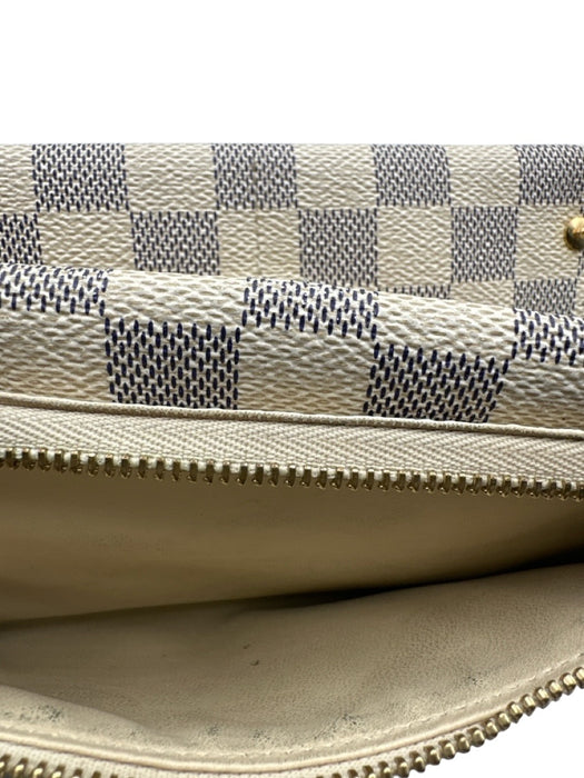 Louis Vuitton Cream & Navy Blue Coated Canvas Leather Detail Damier Azur Wallets Cream & Navy Blue