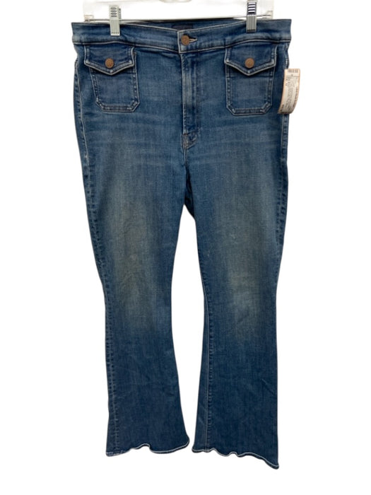 Mother Size 32 Medium Wash Cotton Denim High Rise Floral Embroidery Jeans Medium Wash / 32