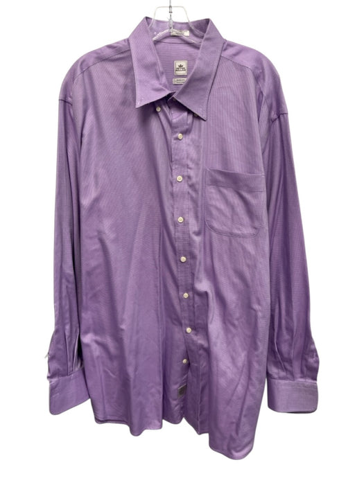 Peter Millar Size XXL Purple Cotton Dots Button Up Men's Long Sleeve Shirt Purple / XXL