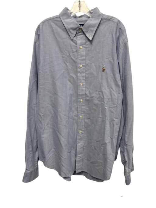 Ralph Lauren Size 18 Blue Cotton Solid Button Up Button Down Long Sleeve Shirt Blue / 18
