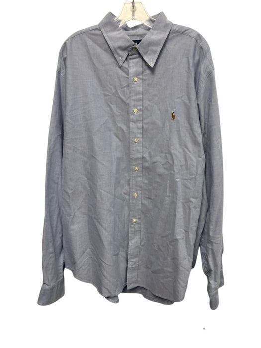 Ralph Lauren Size 18 Blue Cotton Solid Button Up Button Down Long Sleeve Shirt Blue / 18