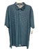Peter Millar Size XXL Blue & White Synthetic Grid Polo Athleisure Short Sleeve Blue & White / XXL