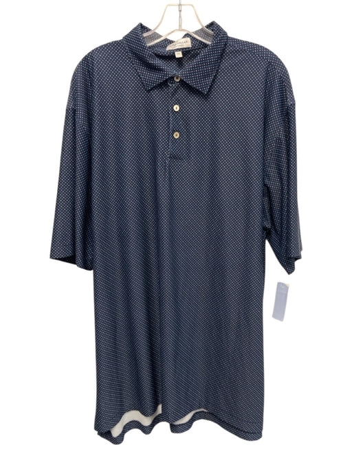 Peter Millar Size XXL Navy & Multicolor Synthetic Dots Polo Men's Short Sleeve Navy & Multicolor / XXL
