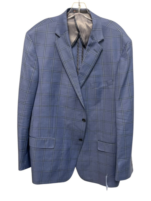 Hart Schaffner & Marx Blue Wool Plaid 2 Button Men's Blazer Blue / 50R