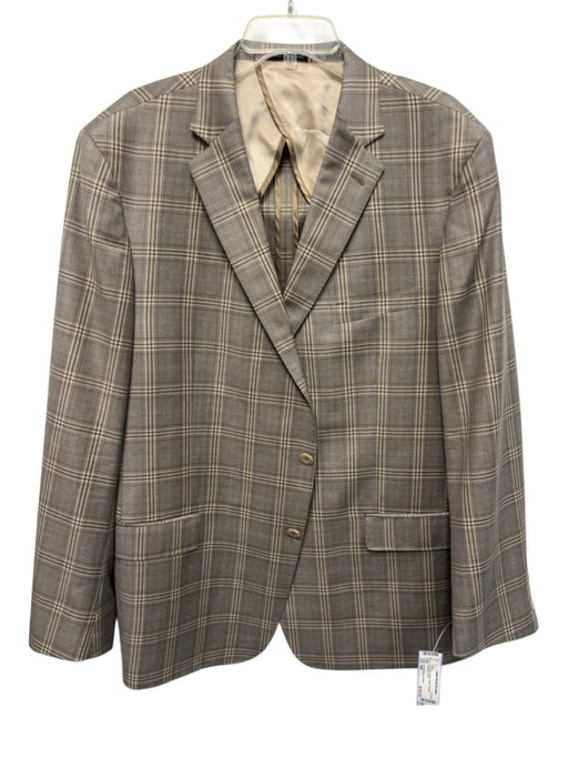Hart Schaffner & Marx Tan & Blue Wool Plaid 2 Button Men's Blazer Tan & Blue / 50R