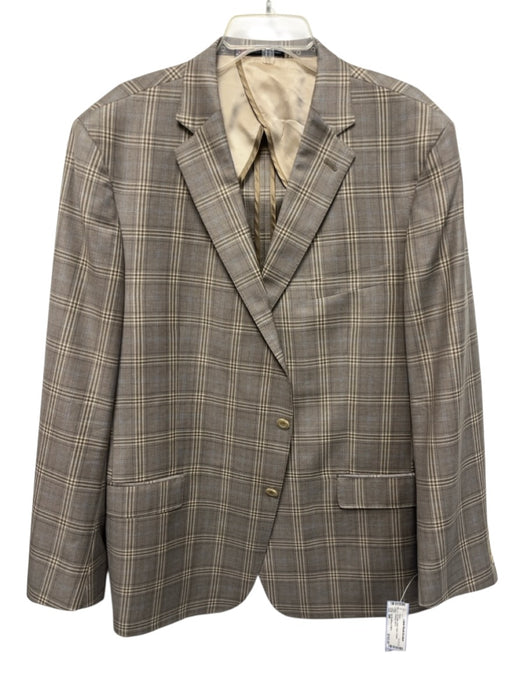 Hart Schaffner & Marx Tan & Blue Wool Plaid 2 Button Men's Blazer Tan & Blue / 50R