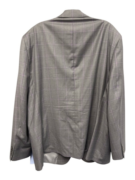 Hart Schaffner & Marx Gray & Purple Wool Plaid 2 Button Men's Blazer Gray & Purple / 50R