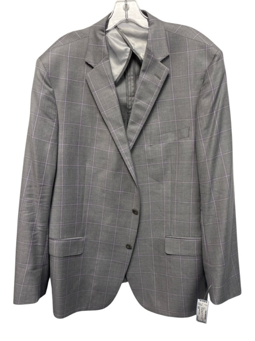 Hart Schaffner & Marx Gray & Purple Wool Plaid 2 Button Men's Blazer Gray & Purple / 50R