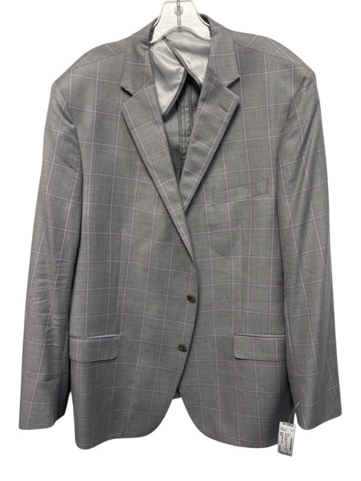 Hart Schaffner & Marx Gray & Purple Wool Plaid 2 Button Men's Blazer Gray & Purple / 50R
