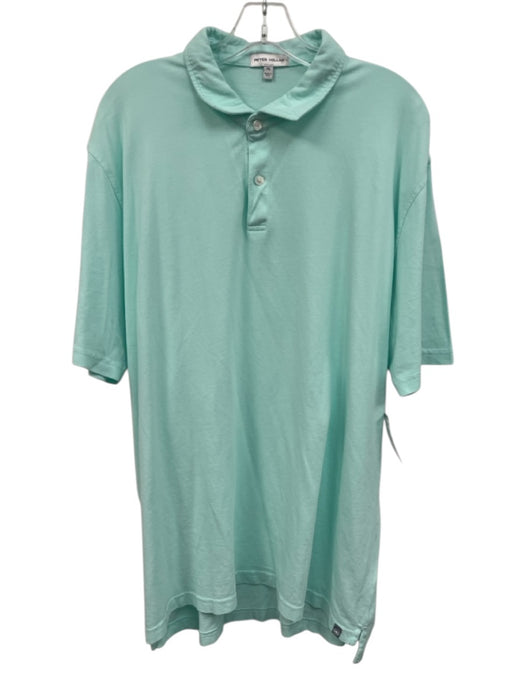 Peter Millar Size XL Seafoam Green Cotton Solid Polo Men's Short Sleeve Seafoam Green / XL