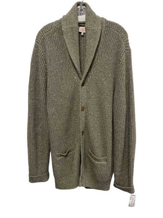 Faherty Size XXL Green Cotton Blend Ribbed Shawl collar Cardigan Men's Sweater Green / XXL