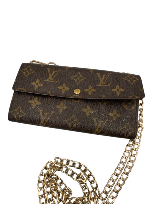 Louis Vuitton Brown Coated Canvas Monogram Snap Closure Continental Wallets Brown